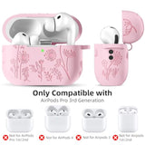 AirPods Pro 3 Case with Cleaner Kit & Keychain, Pink - Engraved Silicone Protective Case