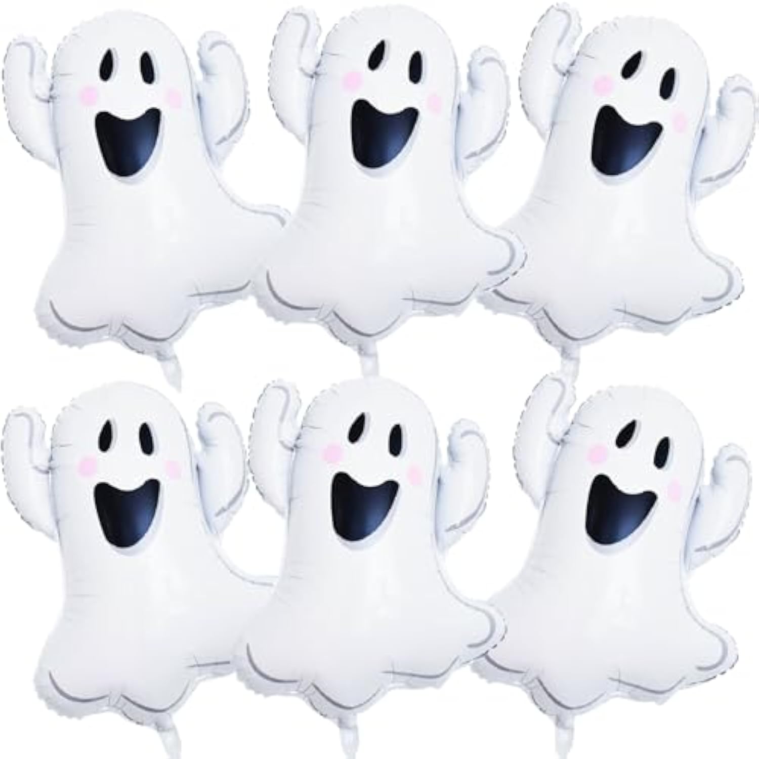 6Pcs 28" Halloween Ghost Foil Balloons - Large Spooky Party Decorations for Indoor/Outdoor