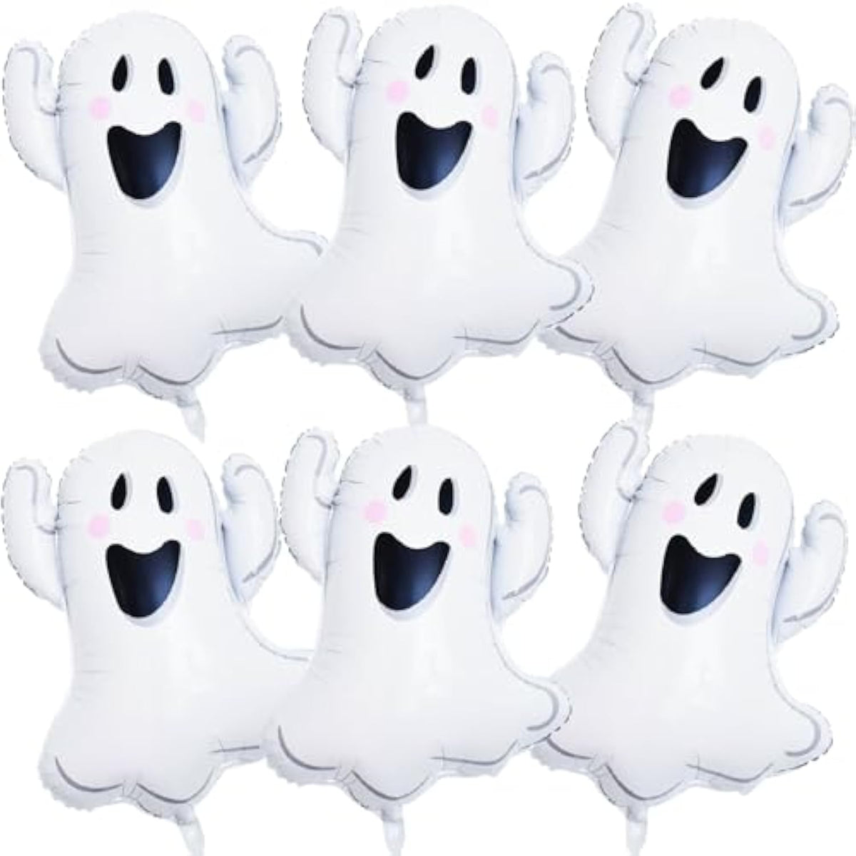 6Pcs 28" Halloween Ghost Foil Balloons - Large Spooky Party Decorations for Indoor/Outdoor