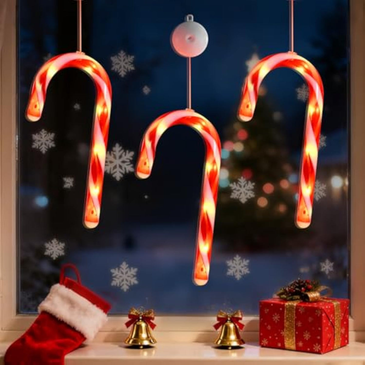 3 Pack Christmas Window Lights Decorations With Timer,Battery Powered Red Lighted Candy Cane Led Sucker For Xmas 2026 Ha