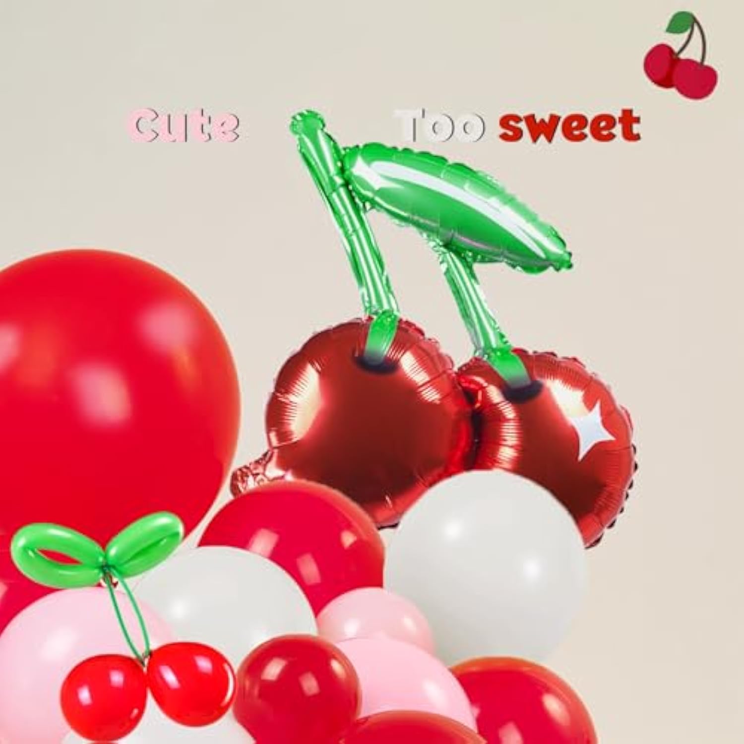 Pink Red Cherry Balloon Garland Arch Kit Coquette Bow White Balloons For Girls Birthday Cherry On Top Berry First Summer Fruit Party Baby Shower Cherries Party Decorations