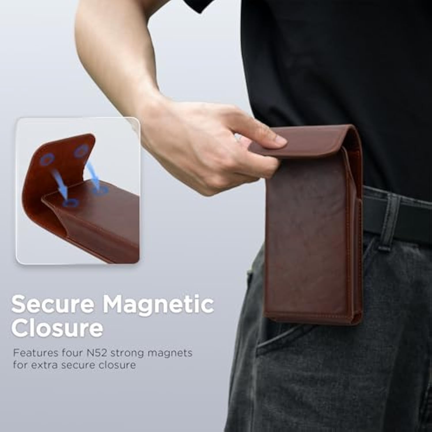 Holster For Iphone 16 Pro Max 15 Pro Max 14 Pro Max 13 Pro Max 12 Pro Max 16 Plus 15 Plus 14 Plus, Premium Leather Pouch With Belt Clip Phone Holster Belt Case, Coffee -L