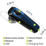 Bluetooth Earpiece, M26 Bluetooth Headset Handsfree V5.0 Wireless Earpiece Headphone With Noise Reduction And Microphone Compatible For Android Iphone Cell Phone Laptop - Blue