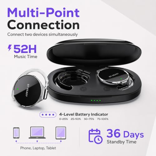 On Ear Bluetooth Headphones, Open-Ear Headphones Wireless with 4-Mic ENC for Crystal Clear Calls, 52H Total Battery, Dual Device, Sport Clip On