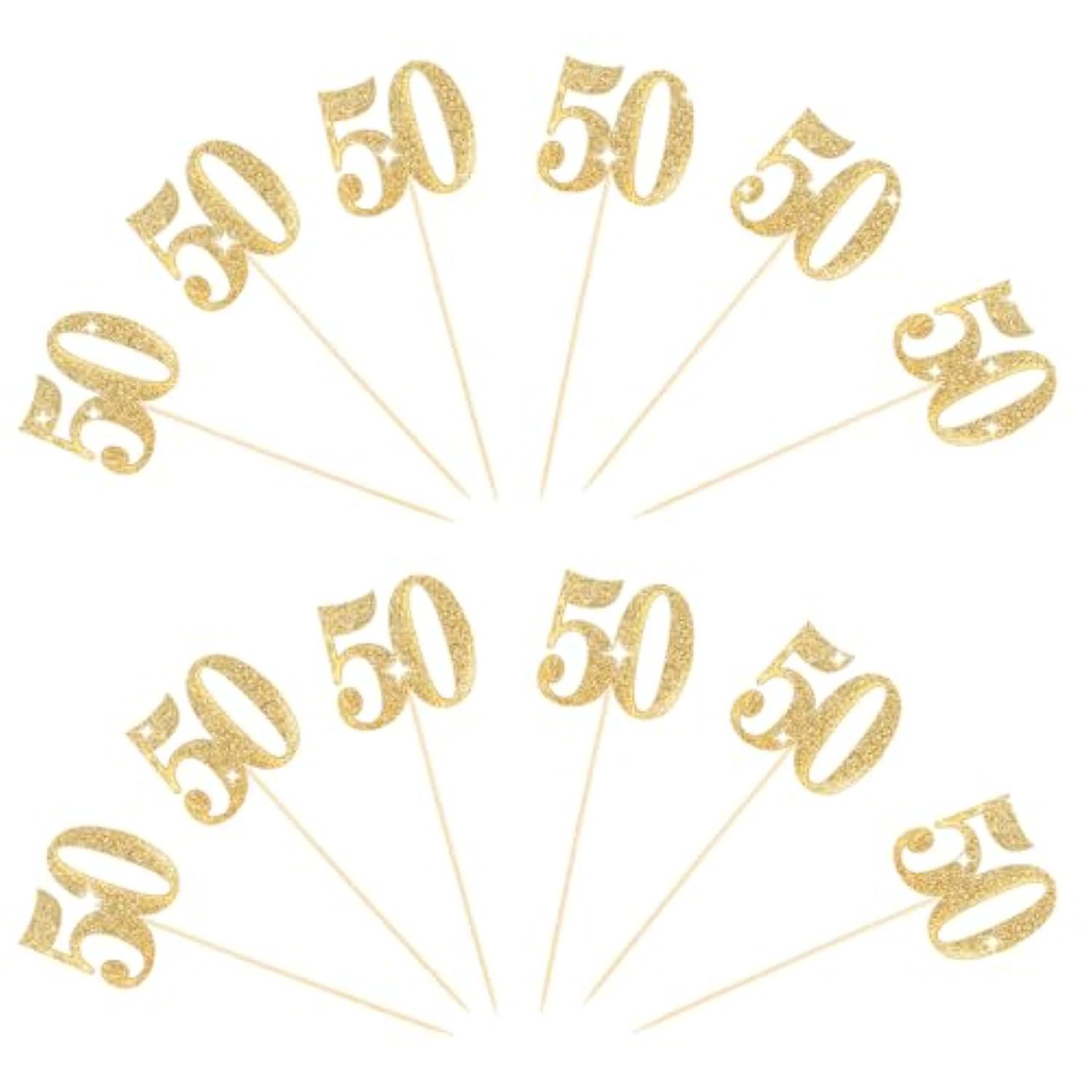 12Pcs Gold 50Th Birthday Centerpiece Sticks Glitter Number 50 Table Centerpieces Flower Toppers, 50Th Centerpiece For Wedding Anniversary Party Decorations Supplies