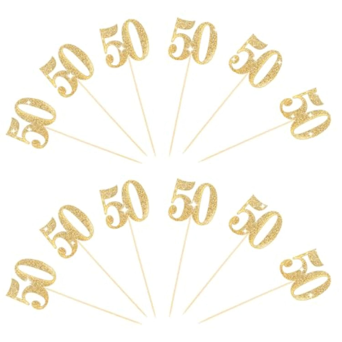 12Pcs Gold 50Th Birthday Centerpiece Sticks Glitter Number 50 Table Centerpieces Flower Toppers, 50Th Centerpiece For Wedding Anniversary Party Decorations Supplies