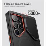 For Samsung Galaxy S25 Ultra Phone Case, Magnetic Protective Cover With Camera Cover & Adjustable Metal Kickstand For Galaxy S25 Ultra (2025)-Black