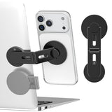 Magnetic Phone Laptop Holder Mount, Foldable Hidden Portable Stand for iPhone 17/16/15/14/13 & All Phone, Clamp for Monitor Side, Compatible with