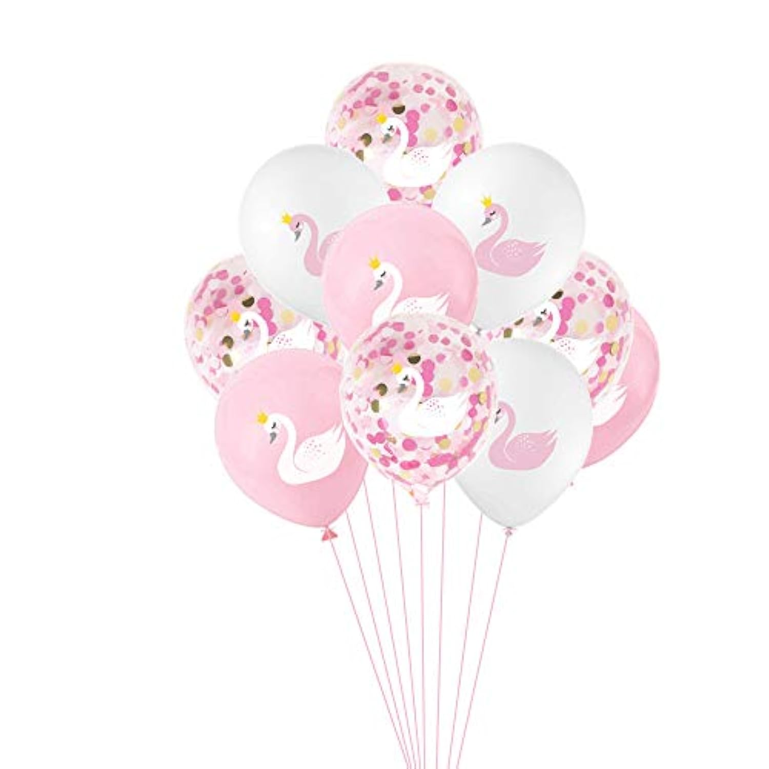 Swan Princess Balloons, 15 Pcs Pink And White Latex Balloons Swan Soiree Confetti Balloons For Wedding Birthday Girl Baby Shower Party Decoration