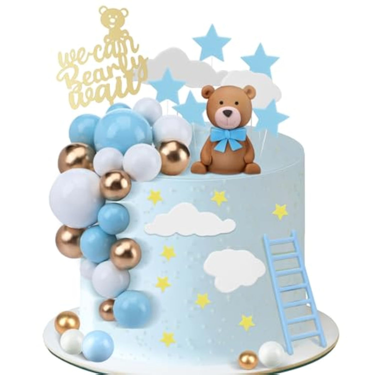 37 Pc Brown Bear Cake Decorations: "We Can Bearly Wait" Topper for Baby Shower