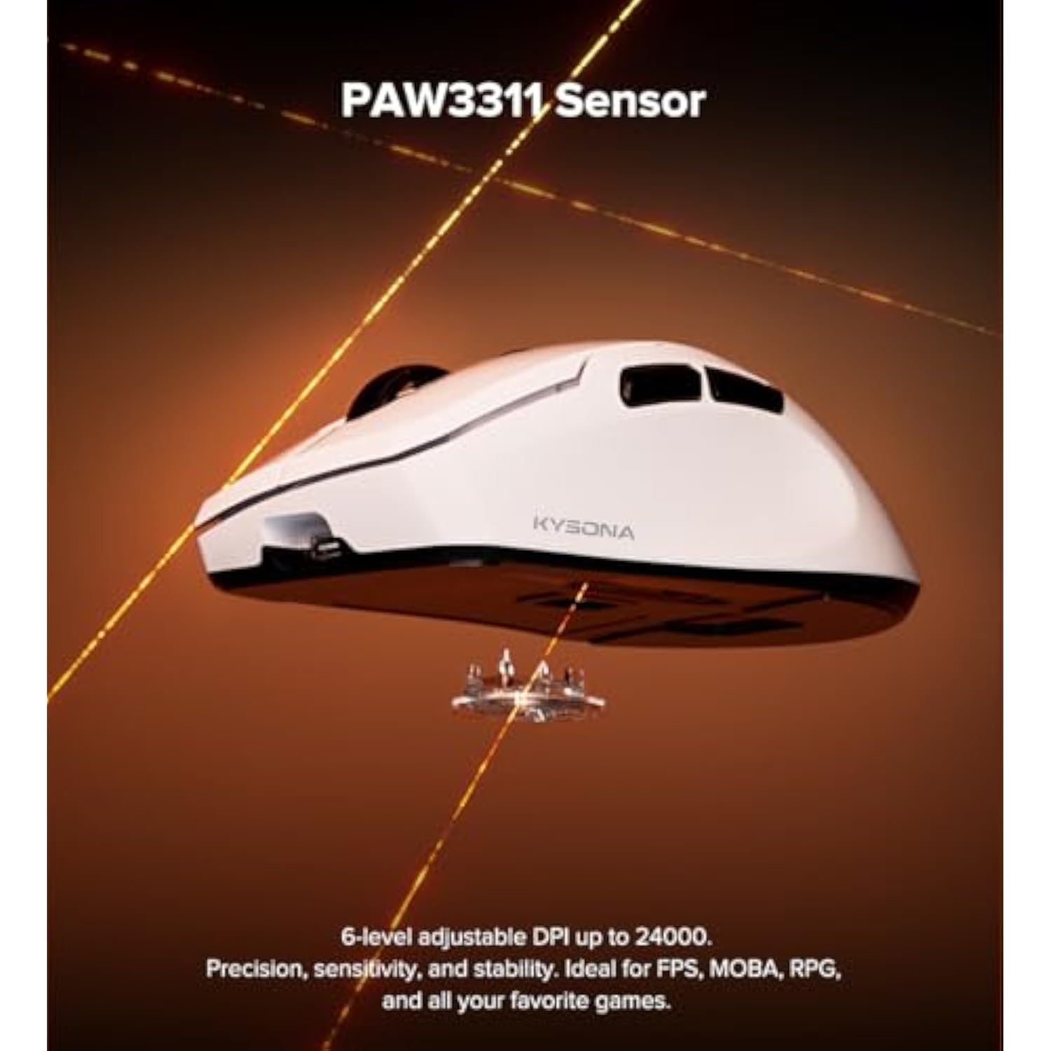 Wireless Gaming Mouse, 24000 Dpi, 1K Polling Rate, Tri-Mode 2.4Ghz/Usb-C/Bluetooth Ergonomic Mouse? Web-Driven, 120 Hours Battery Life, Rechargeable Gaming Mice For Pc/Mac/Tablet/Xbox, White