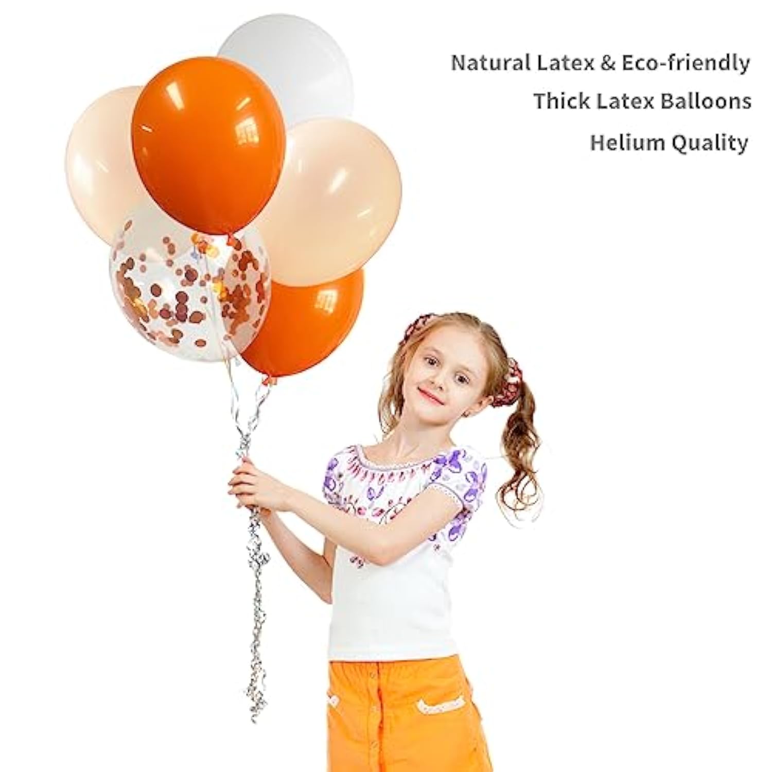 Orange Latex Balloons Party Decorations 12 Inch 50 Pcs White Matte Burnt Pastel Confetti Orange Balloons Ribbons Wedding Birthday Bridal Baby Shower Graduation Bachelorette Décor Supplies
