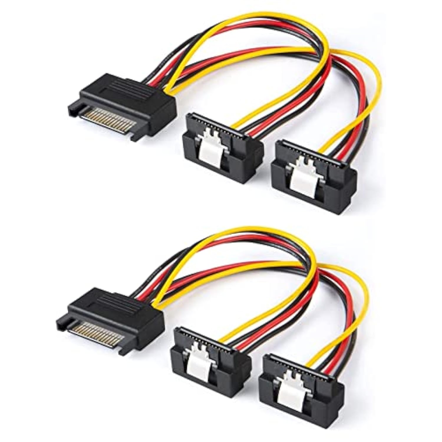 CableCreation SATA Power Cable, [2-Pack] 6-Inch SATA 15 Pin Male to 2xSATA 15