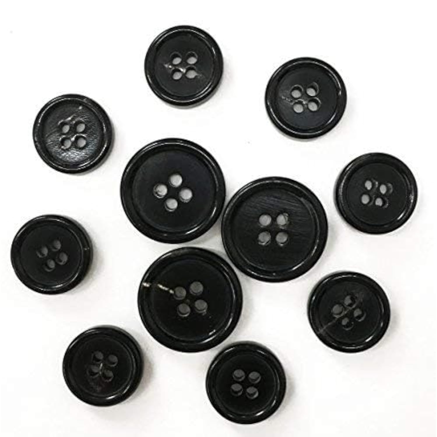 Natural Horn Button, For Blazer Suits Uniform Jacket, Four Holes Circu