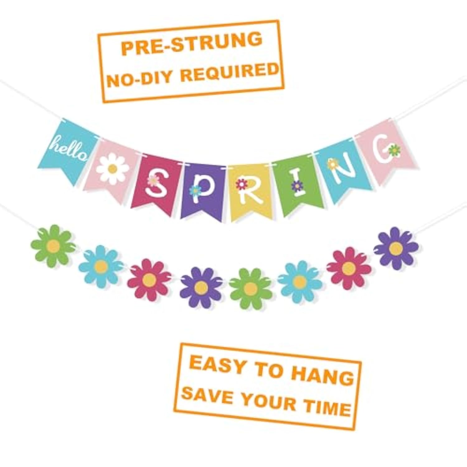 Hello Spring Banner Spring Flower Bunting Garland Spring Easter Party Decorations For The Home Indoor Outdoor Mantel Fireplace Hanging Decor