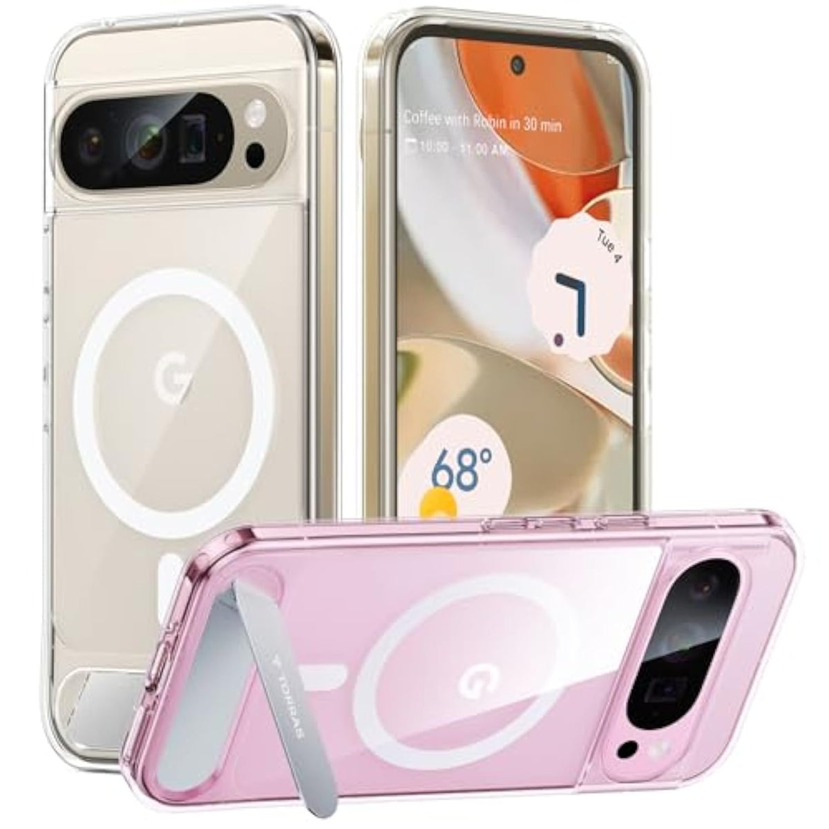 Magnetic Stand Case for Google Pixel 9 Pro XL, MagSafe, Mil-Grade Protection, Clear