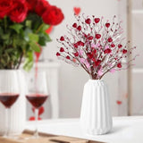 12Pcs Valentines Day Decorations Flowers Artificial Berry Floral,Red Pink White Valentine Heart Shaped Branches Gifts For Home,Valentines Party Decor,Wedding,New Year Decor