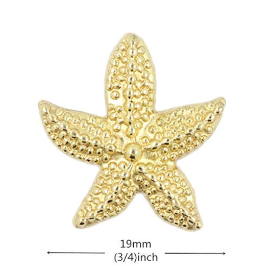 12 Pieces Starfish Light Gold Metal Shank Buttons 19Mm (Light Gold)