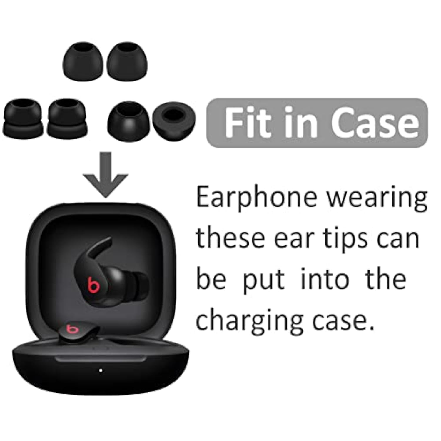 9 Pairs Ear Tips Set Compatible With Beats Fit Pro, Memory Foam Double Flange And Normal Silicone Tips S/M/L Replacement Noise Isolation Fit In Case Eartips For Beat Fit Pro - Black