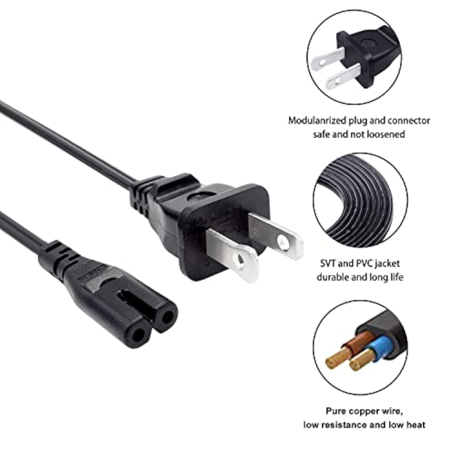 Power Cord Replacement For Samsung Un40 Un43 Un48 Un49 Un50 Un55 Un60 Un65 Un70 Un75 Un78 Series Tv P/N 3903-000599 3903-000853 3903-001117 8Ft Ac Power Cable