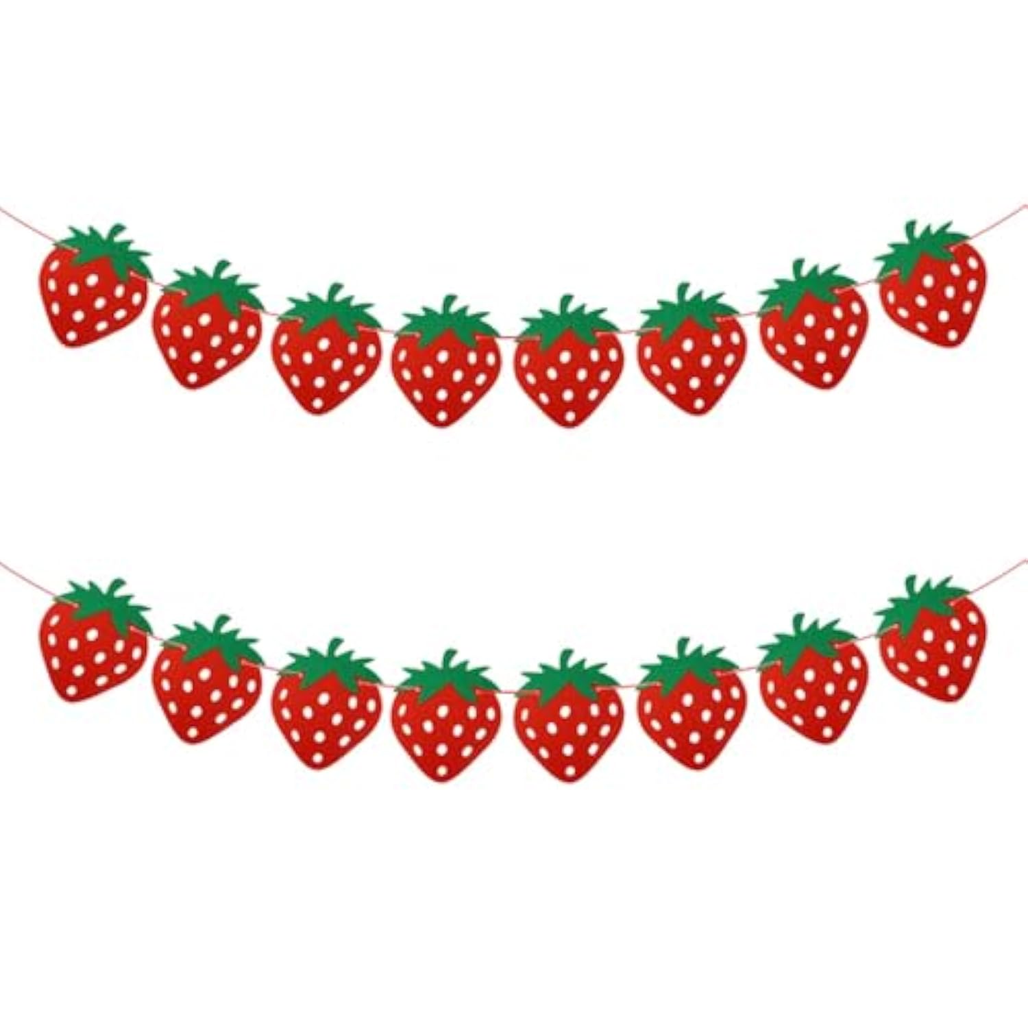 2 Pack Strawberry Garland Felt Fruit Banner For Berry Strawberry First Birthday Party Decorations