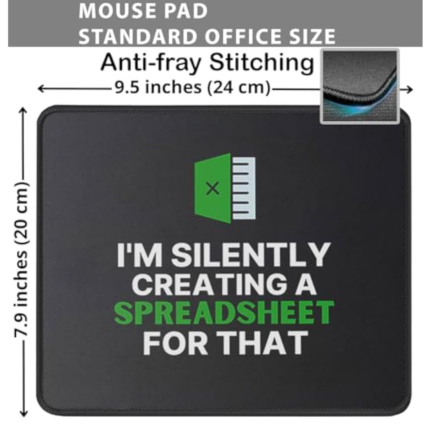 I'M Silently Creating A Spreadsheet Mouse Pad - Funny Spreadsheet Gift For Actuary Statistician - Cpa Accountant Gifts Mouse Mat Desk Decor 9.5 In, Medium, Black