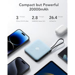 Portable Charger With Built-In 4 Cables, 20000Mah Battery Pack Charger Portable Pd 20W Fast Charging, Power Bank For Iphone 16 15 14 13 12 11 X Samsung Galaxy Series Android Phone,Blue(1Pack)