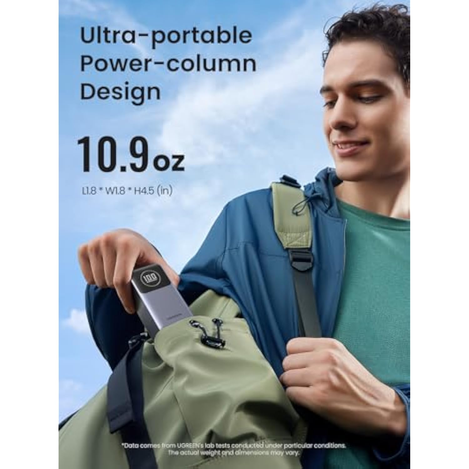 UGREEN Nexode Power Bank 12000mAh 100W PD PPS Fast Charging Portable Charger Battery Pack with 1USB-C 1USB-A and Smart Display for MacBook Air/ipad/iPhone 16/Galaxy S24/Steam Deck/Google etc