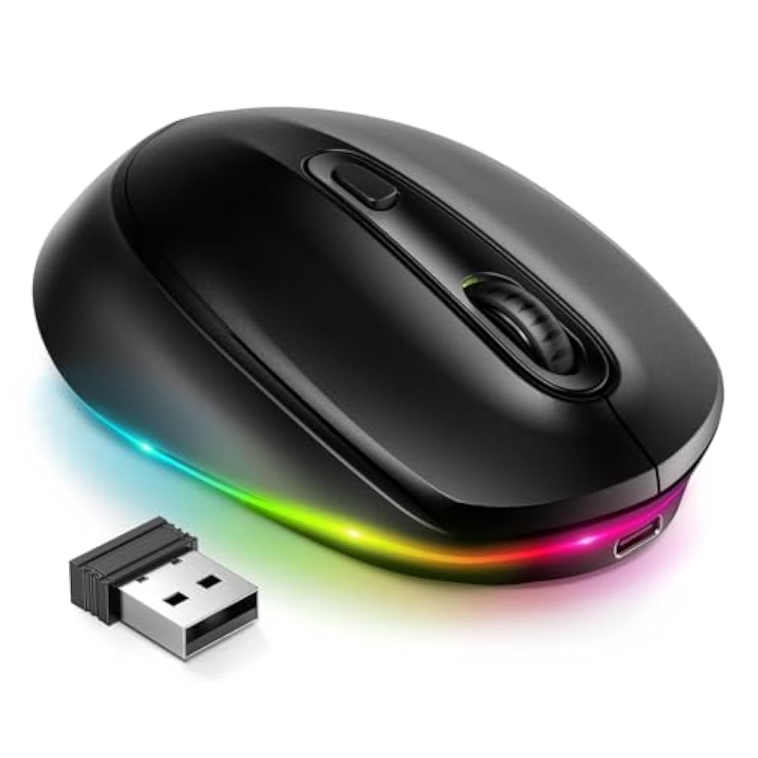 seenda Wireless Mouse, Rechargeable Light Up Mouse for Laptop, Small Cordless