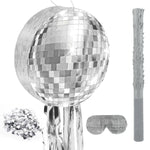 12.5 Inch Disco Party Pinata 80S 90S Roller Skating Pinata Mirror Disco Ball Pinata With Blindfold Stick Confetti For 80S 90S Disco Birthday Wedding Party Supplies Decor (Disco Ball)