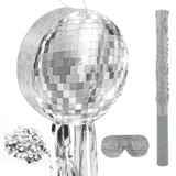 12.5 Inch Disco Party Pinata 80S 90S Roller Skating Mirror Disco Ball Pinata With Blindfold Stick Confetti For 80S 90S Discos Birthday Wedding Party Supplies Decor (Discos Ball)