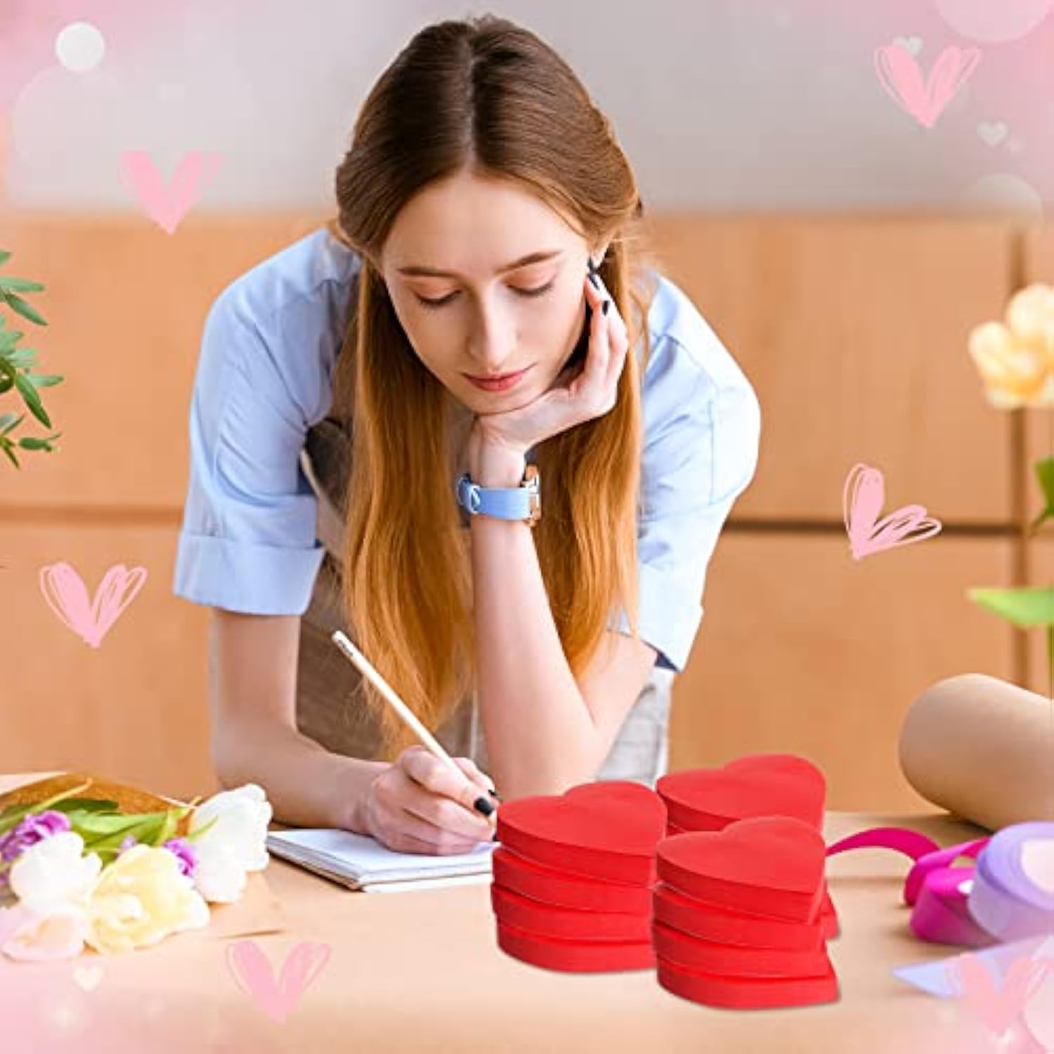1200 Pcs Heart Sticky Notes Valentines Day Notepads 3 X 3 Inch Red Heart Post Funny Self Adhesive Cute Notepads Memo Stickers For Office School Home Valentine Party Decor Supplies