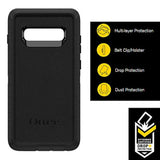 OtterBox Galaxy S10+ Defender Series Case - Black, Rugged & Durable, with Port Protection, Includes Holster Clip Kickstand