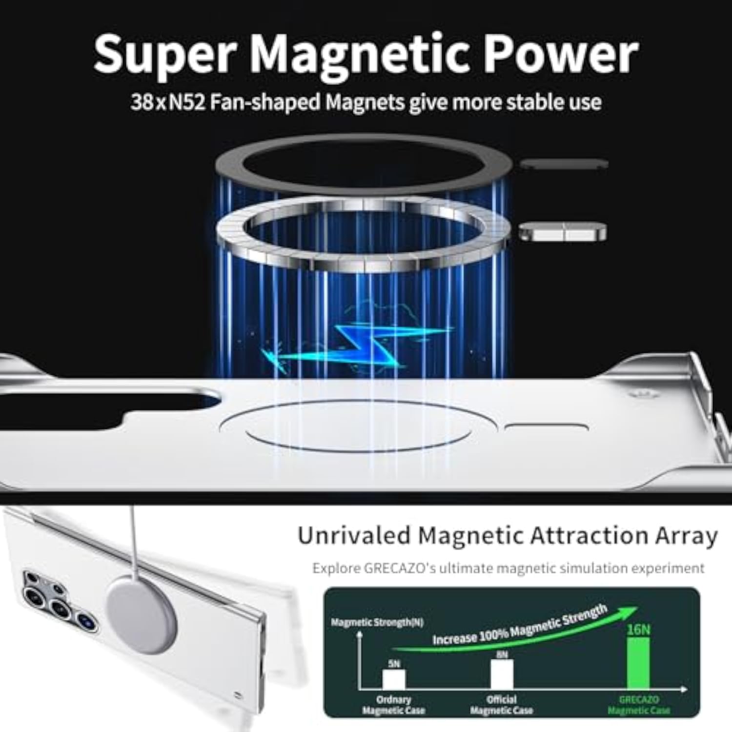 Magnetic Ultra Thin Frosted Designed for Samsung Galaxy S24 Ultra Frameless Case 6.8" Slim Minimalist Lightweight Matte Hard Compatible with MagSafe Cover Protective Borderless Case-Silvery