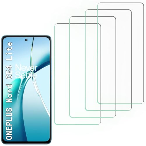 [4 Pack] Screen Protector Compatible with Oneplus Nord CE4 Lite,Scratch Resistant,Easy-Install,Bubble Free,Anti-Fingerprint,Tempered Glass Compatible