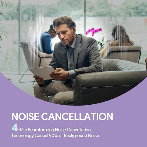 Bluetooth Headset Bh71 Pro,Teams Zoom Certified,Single Ear Wireless Headset With Charging Case,Bluetooth Earpiece With Noise Canceling Mic,Type-C/A Usb Dongle,Connect Mobile/Mac/Pc,