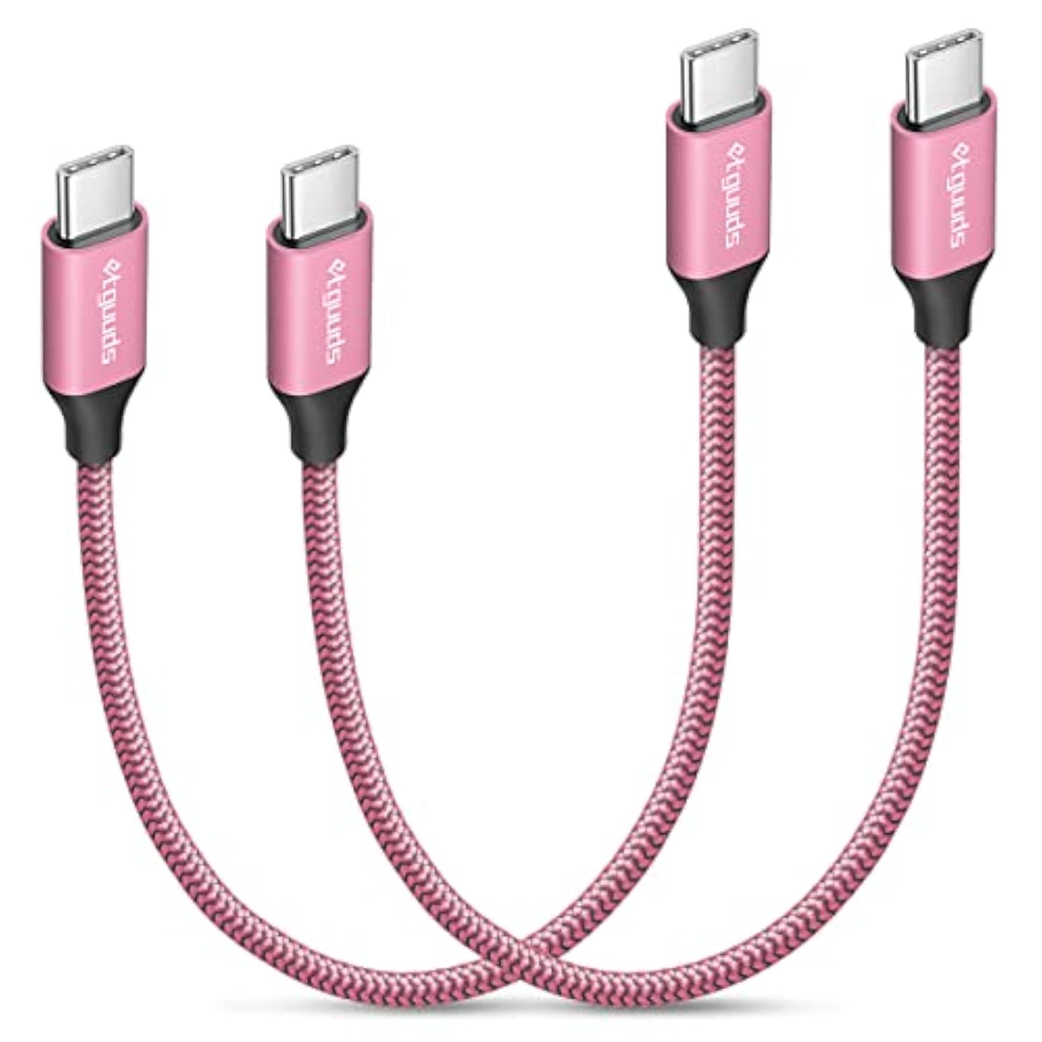 Pink Short Usb C To Usb C Cable [1Ft, 2-Pack], 60W/3A Fast Charging Type C To