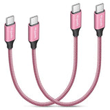 Pink Short Usb C To Usb C Cable [1Ft, 2-Pack], 60W/3A Fast Charging Type C To
