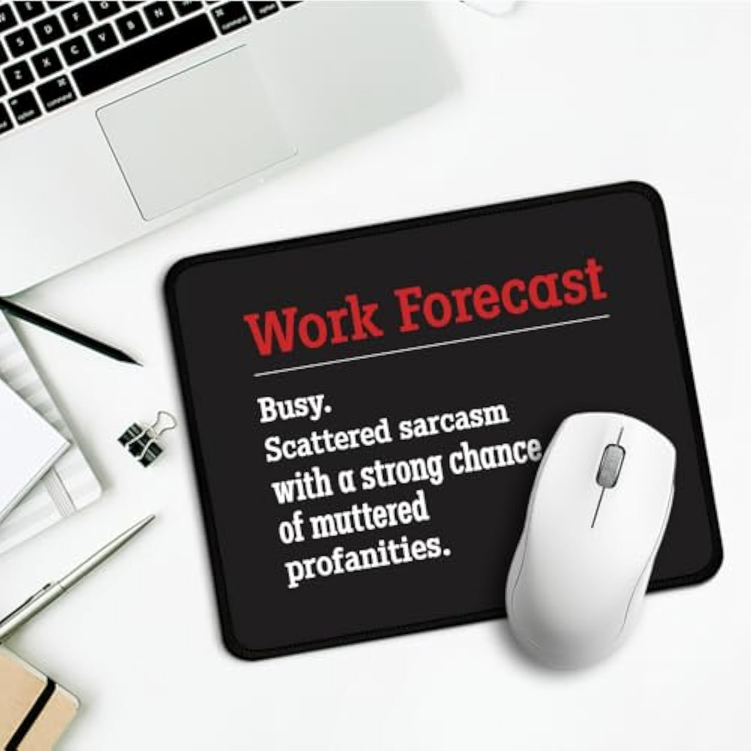 Work Forecast Rectangular Mouse Pad, Funny Employee Mousepad, Funny Sarcastic Mouse Pad Gift For Teacher Colleague Coworker,Office Humour Gift For Employee Manager Boss Colleague