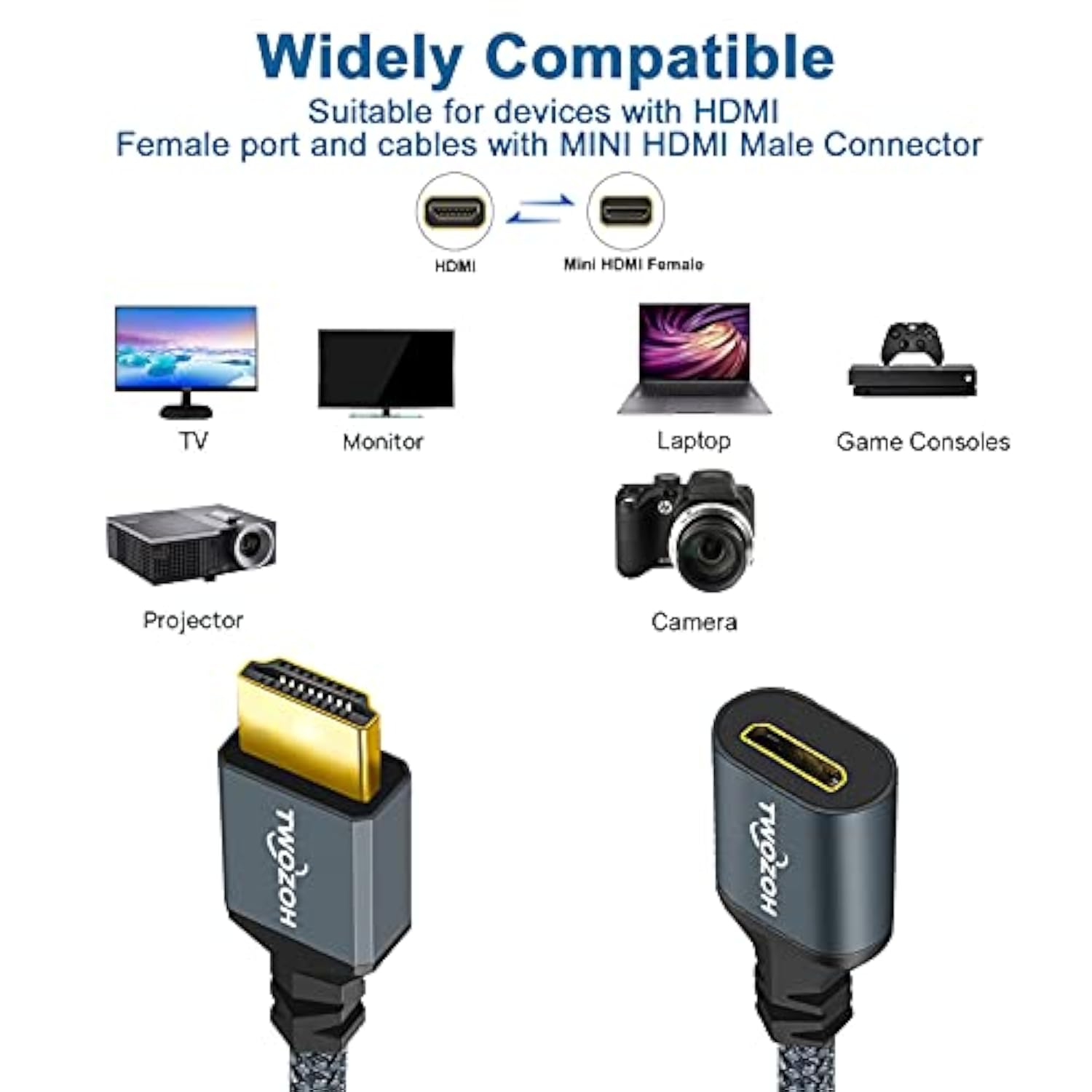 Hdmi Male To Mini Hdmi Female Adapter Cable, Male Hdmi To Female Mini Hdmi Cab