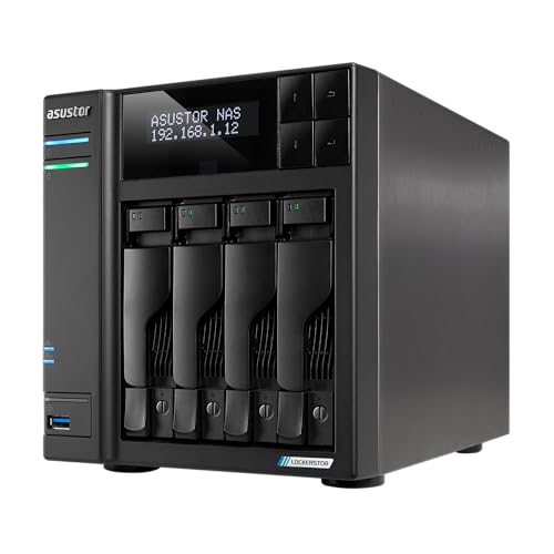 Lockerstor 4 Gen2+ As6704T V2 4 Bay Nas Storage, Intel Quad-Core 2.0Ghz Cpu, Dual 5Gbe Ports, 4Gb Ram Ddr4, 4 M.2 Ssd Slots, Hdmi, Network Attached Storage (Diskless)