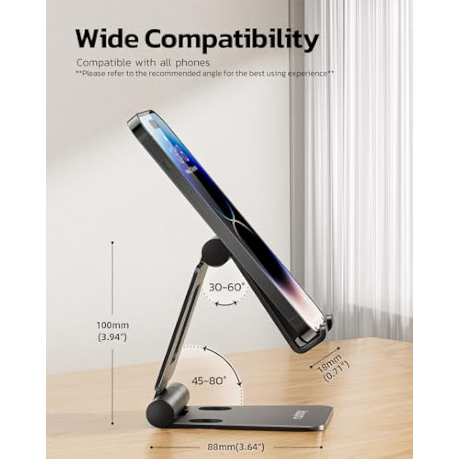 Dual Folding Cell Phone Stand, Fully Adjustable Foldable Desktop Phone Holder Cradle Dock Compatible With Phone 16 15 14 13 12 11 Pro Xs Xs Max Xr X 8, Nintendo Switch, All Phones