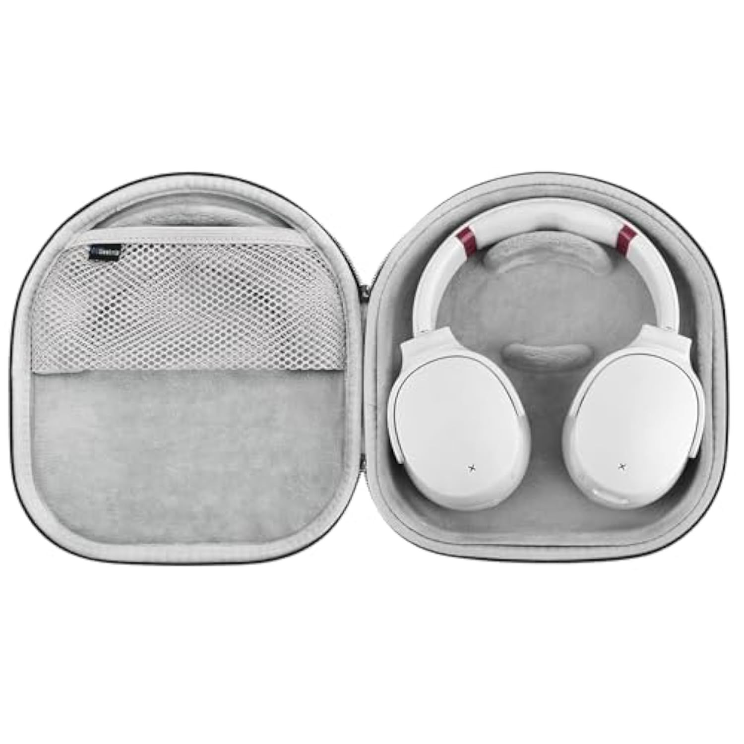 Geekria Shield Headphones Case for Lay Flat Over-Ear Headphones, Replacement Hard Shell Travel Carrying Bag with Cable Storage, Compatible with Steelseries, B&W, Skullcandy Headsets (Grey)