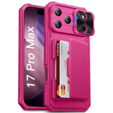 Hot Pink iPhone 17 Pro Max Case Wallet with 4-Card Holder