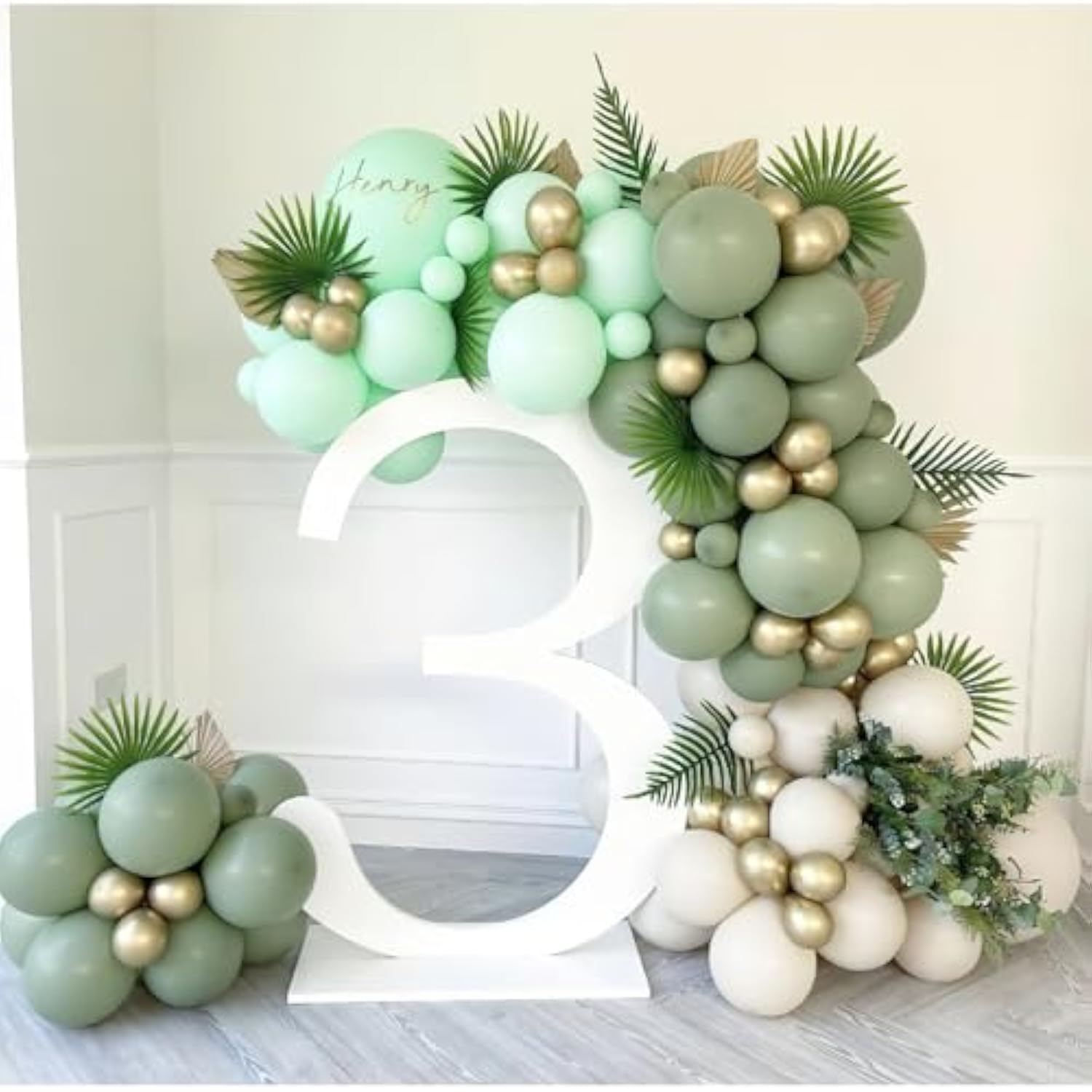 140 Pcs Olive Green Balloon Arch Kit, Sage Green Balloon Garland Kit W