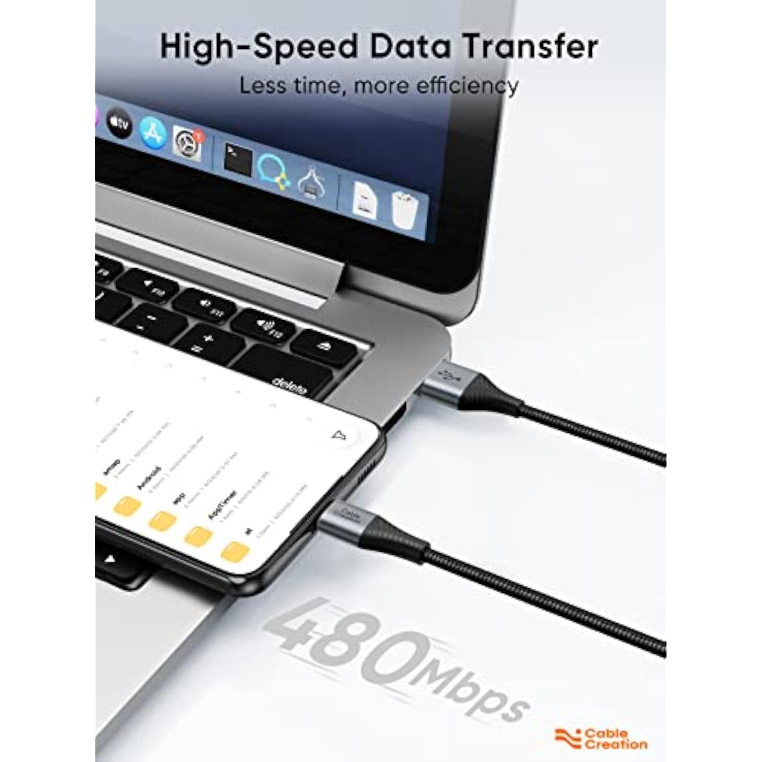 CableCreation Short USB to USB C Cable 0.8ft, Drable USB C Charger Cable Braid