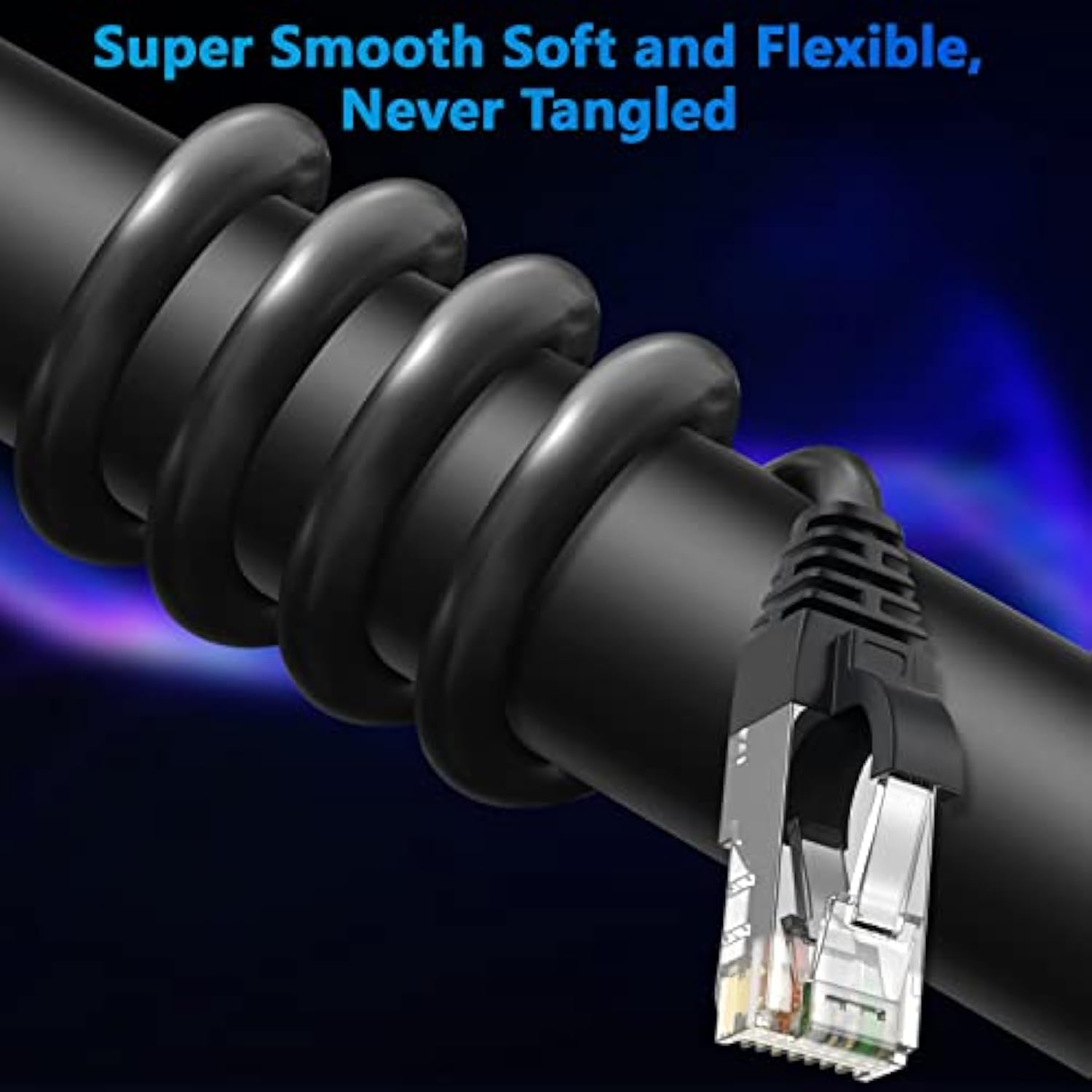 Cat 6 Ethernet Cable 75 Ft-Black, High Speed Internet Cable (6 Colors For Sele