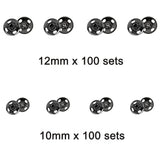 200 Sets Sew-On Snap Buttons, 12Mm And 10Mm Metal Snaps Fasteners Pres