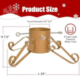10Ft Christmas Tree Stand For Real & Artificial Trees, 24" Base Holds Up To 10 Ft Live Trees & 3D Tree Topper With Timer, 20 Clear Lights & 8 Light Modes (Gold)