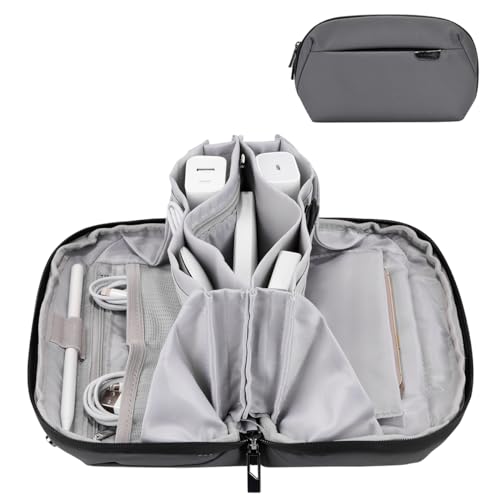 Mini Electronics Travel Organizer Pouch, Small Storage Case For Cable/Charger & Cords/Tech Essentials (Black-Mini)